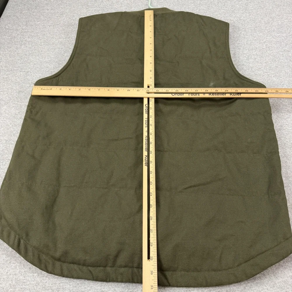 Wrangler Workwear Mens XL Canvas Quilted Utility Vest Olive Green Full Zip